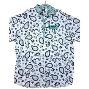 Trailer Park Golf Club Polo Shirt Mens 4XL White Paisley Golf Performance